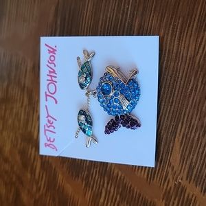 Betsey Johnson fish earrings and necklace set